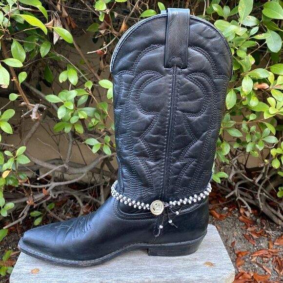 New Hand Made Western Brown & Pearlized Circle Boot Charm/Double Wrap Bracelet - Picture 1 of 10